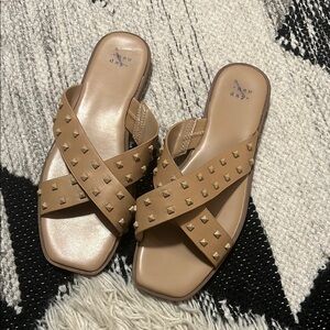 A New Day Women's Tan Studded Sandals
